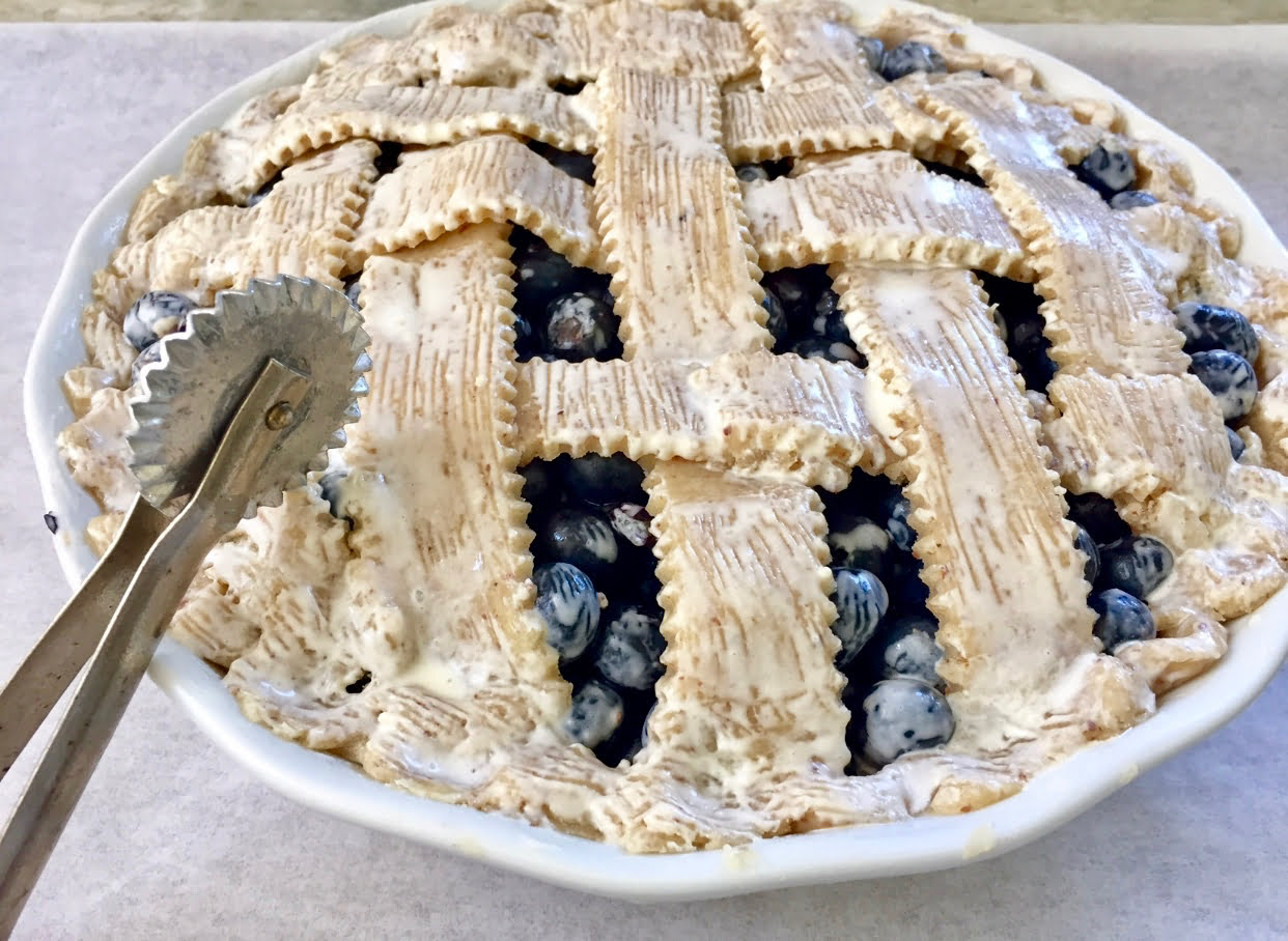 Luscious Cream Basted Blueberry Pie