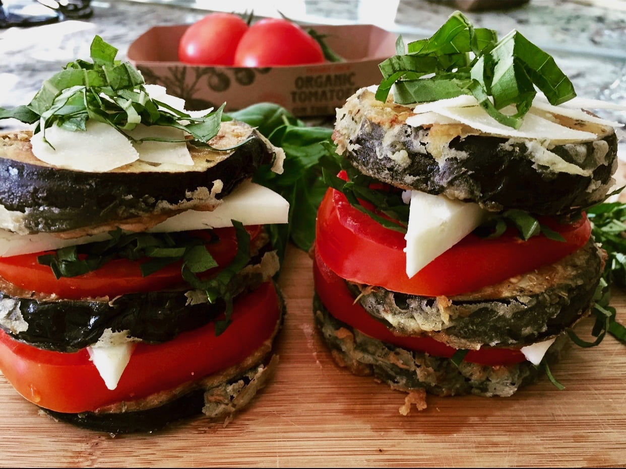 Summer Garden Eggplant and Tomato Stacks