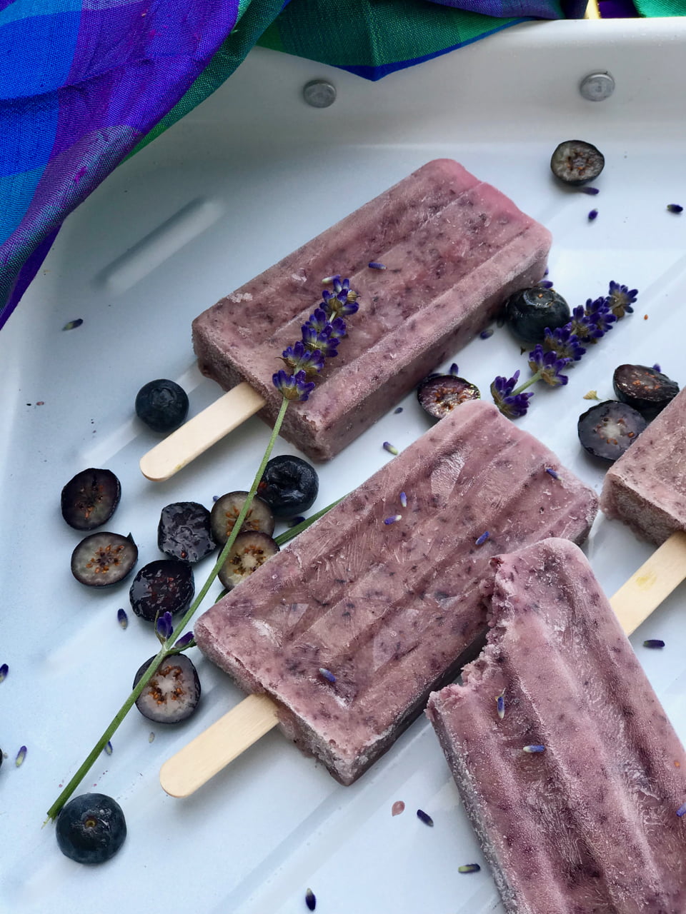 Garden Lavender and Blueberry Popsicles