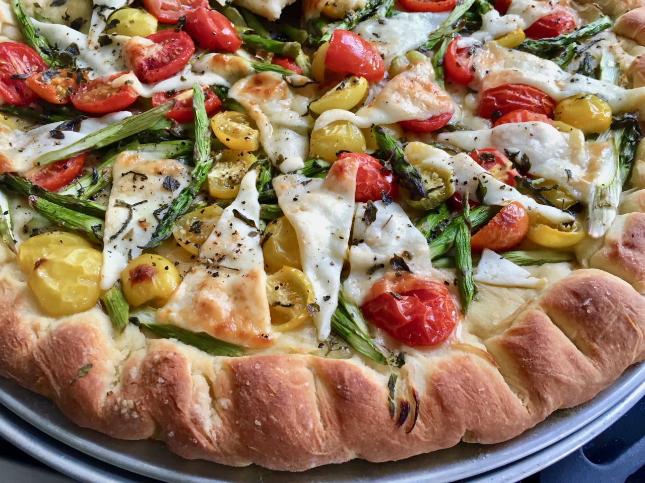 Homemade Dough And Pizza Primavera