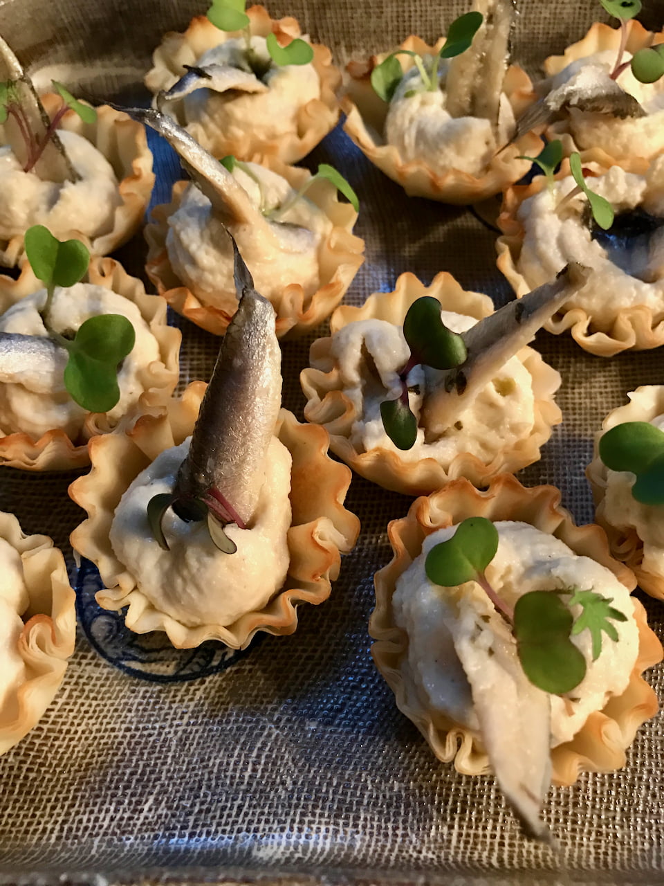 Cashew cheese & anchovy tarts