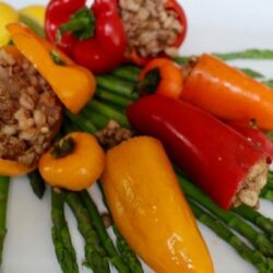 Mediterranean Meat And Meatless Stuffed Peppers