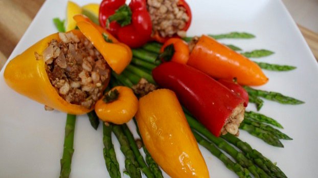 Mediterranean Meat And Meatless Stuffed Peppers