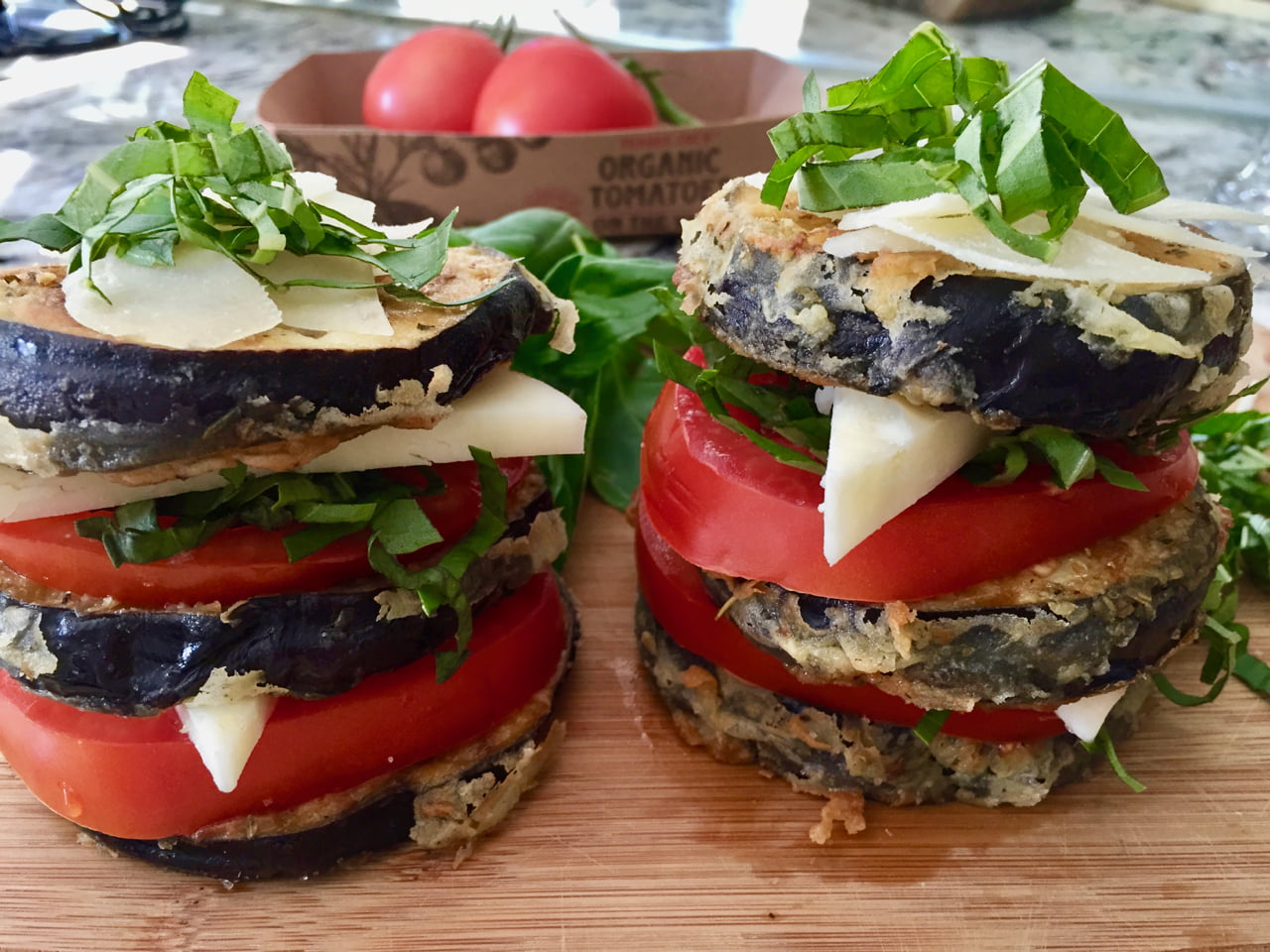Mediterranean Eggplant and Tomato Stacks