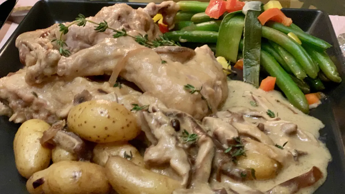 Roasted Rabbit With White Wine Sauce
