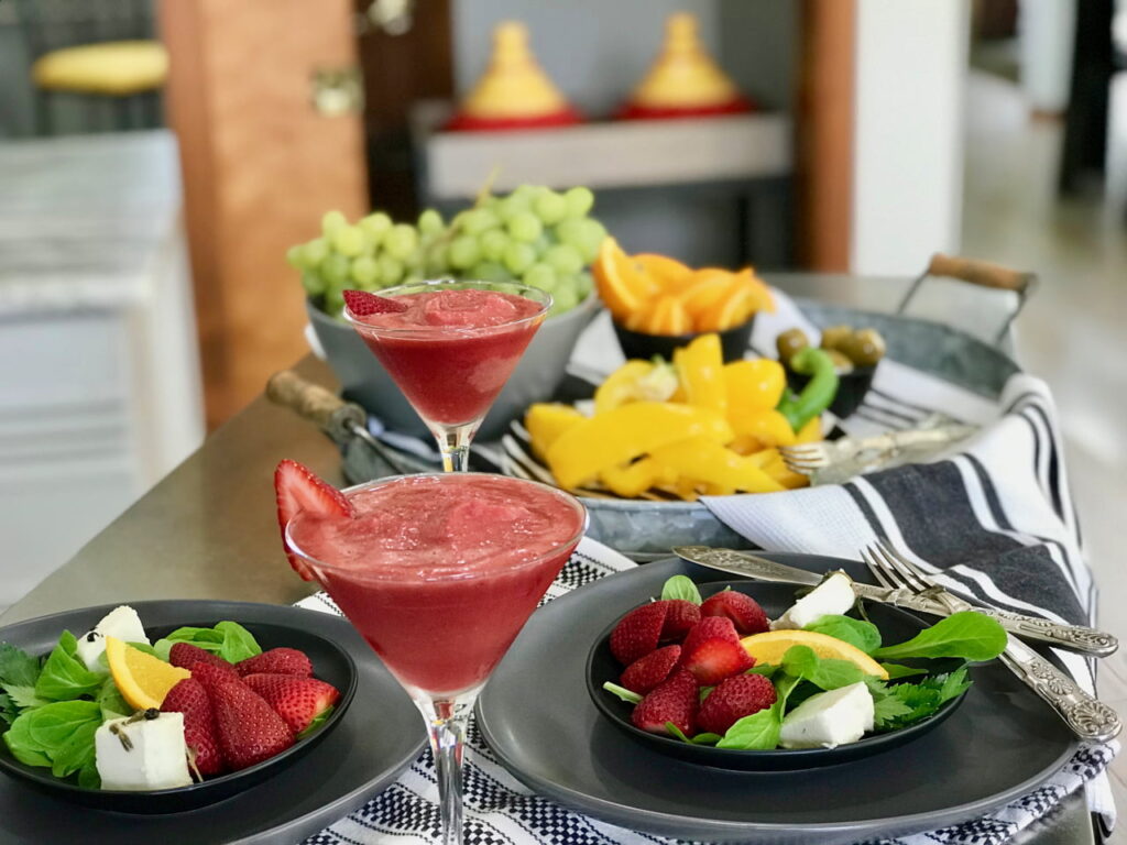 Frozen Strawberry Mocktails with Strawberry Salad