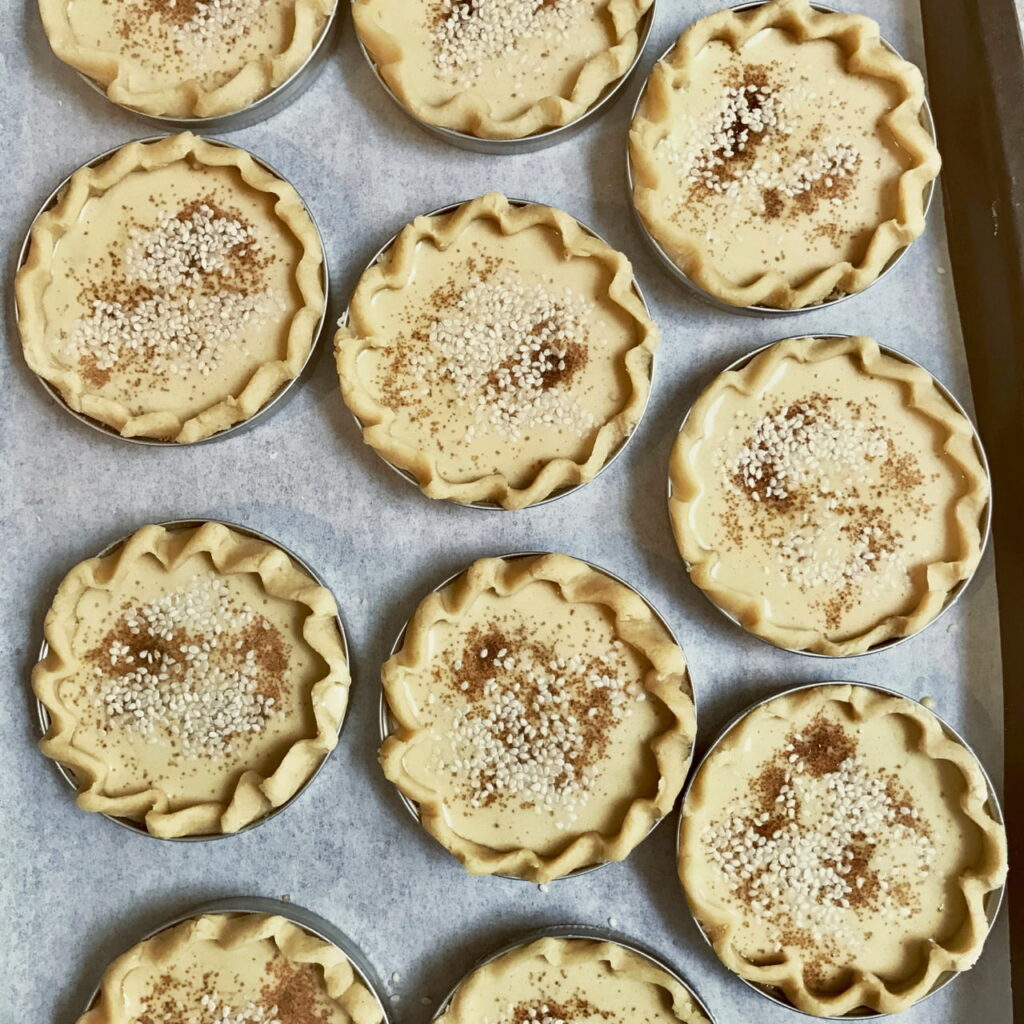 tahini custard tarts