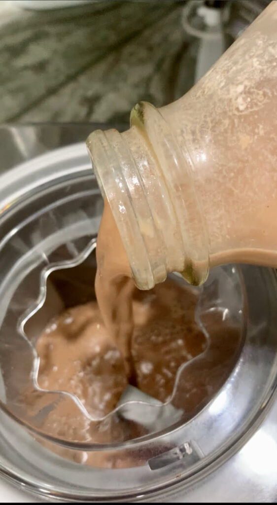 Chocolate Almond Milk Into The Ice Cream Maker