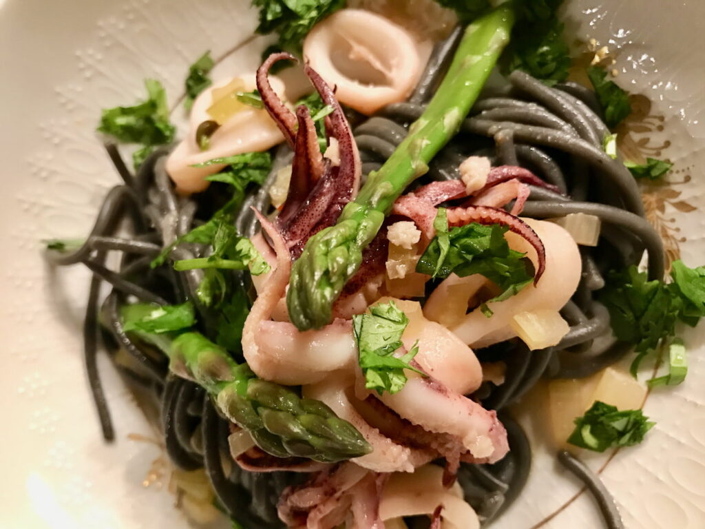 Squid Ink Pasta and Squid