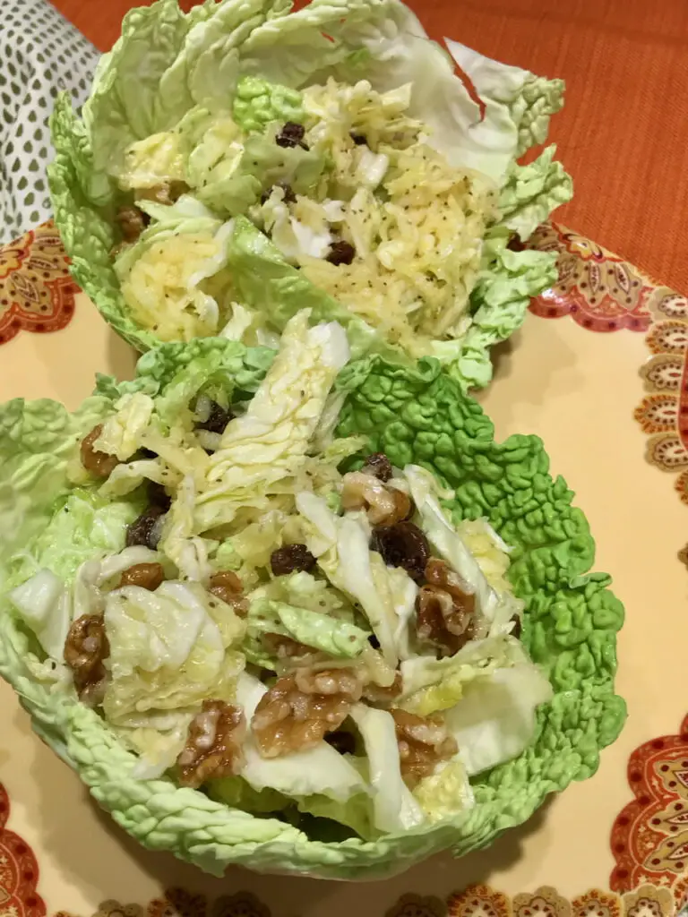 Apple Salad In Cabbage Leaves