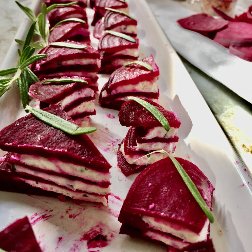 beet root and goat cheese tapas