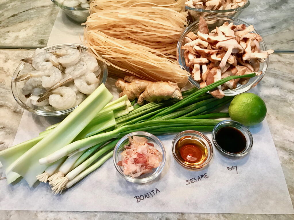 Homemade Shrimp Ramen Ingredients