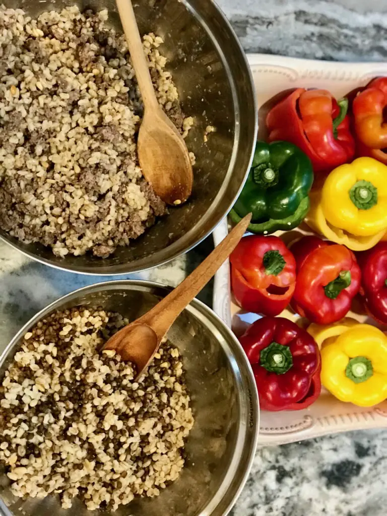 Meatless or Meat and Rice Stuffing for Peppers