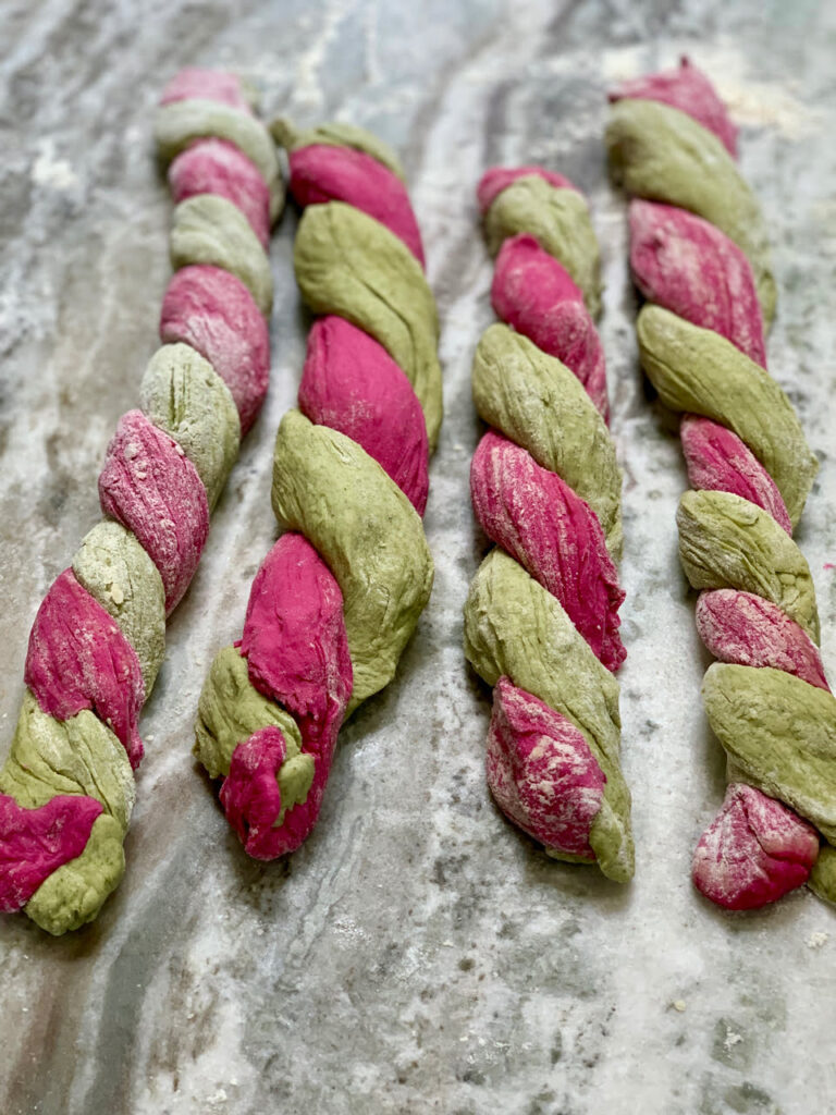 spinach and beet braids
