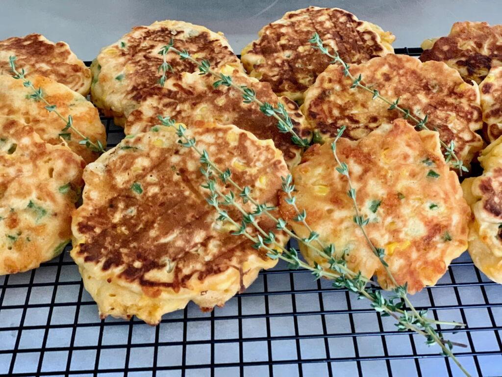 thyme & cheese corn fritters