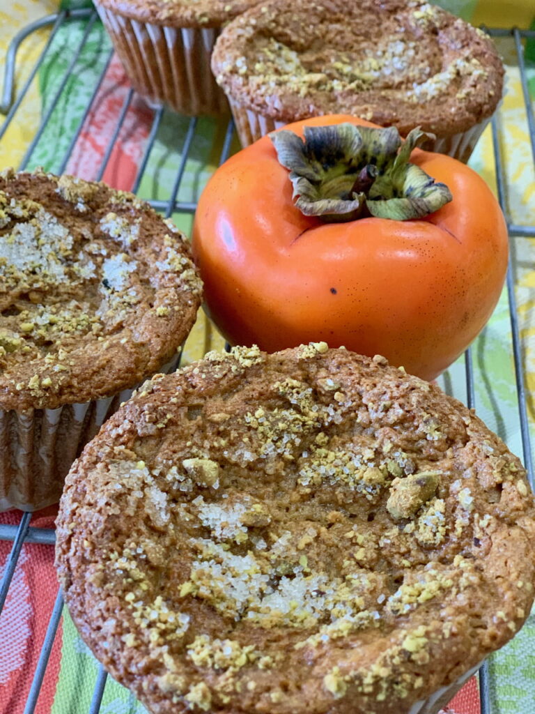 Japanese Persimmon Pistachio muffins