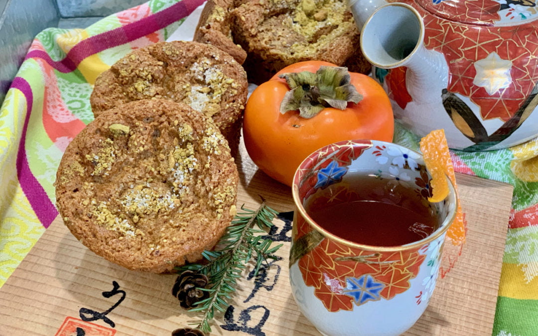 Japanese Persimmon and Pistachio Muffins and Tea Bread