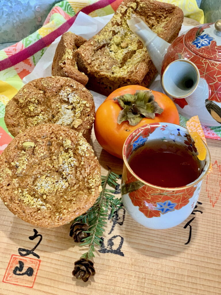 Baked persimmon tea bread
