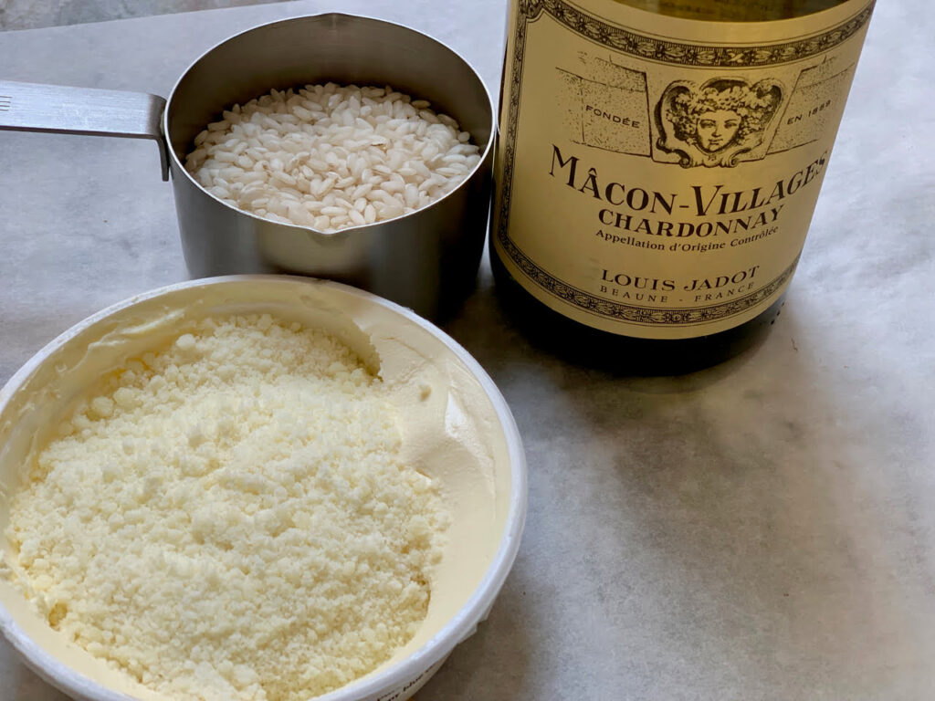risotto, cheese and wine