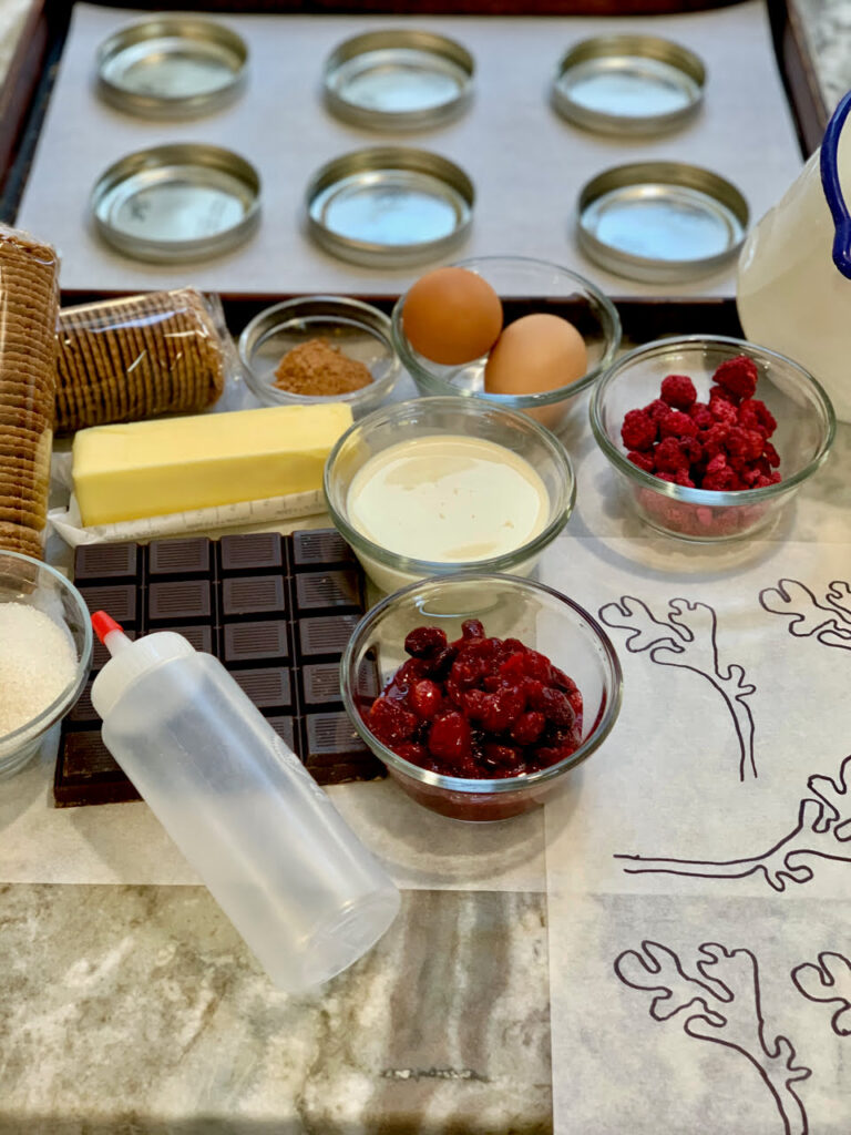 Chocolate antler cheesecake ingredients and equipment