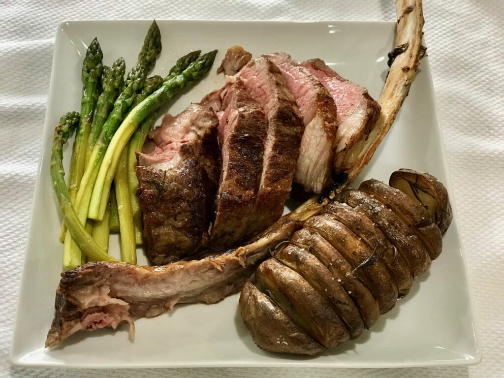 Tomahawk Steak and Hasselback Potatoes