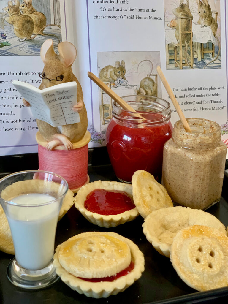 Button Cups with Homemade Strawberry Jam and Homemade Almond Butter. 