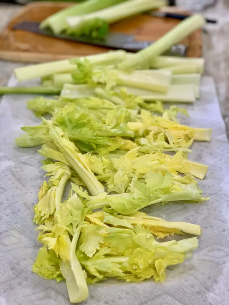 celery and celery leaves for flavor