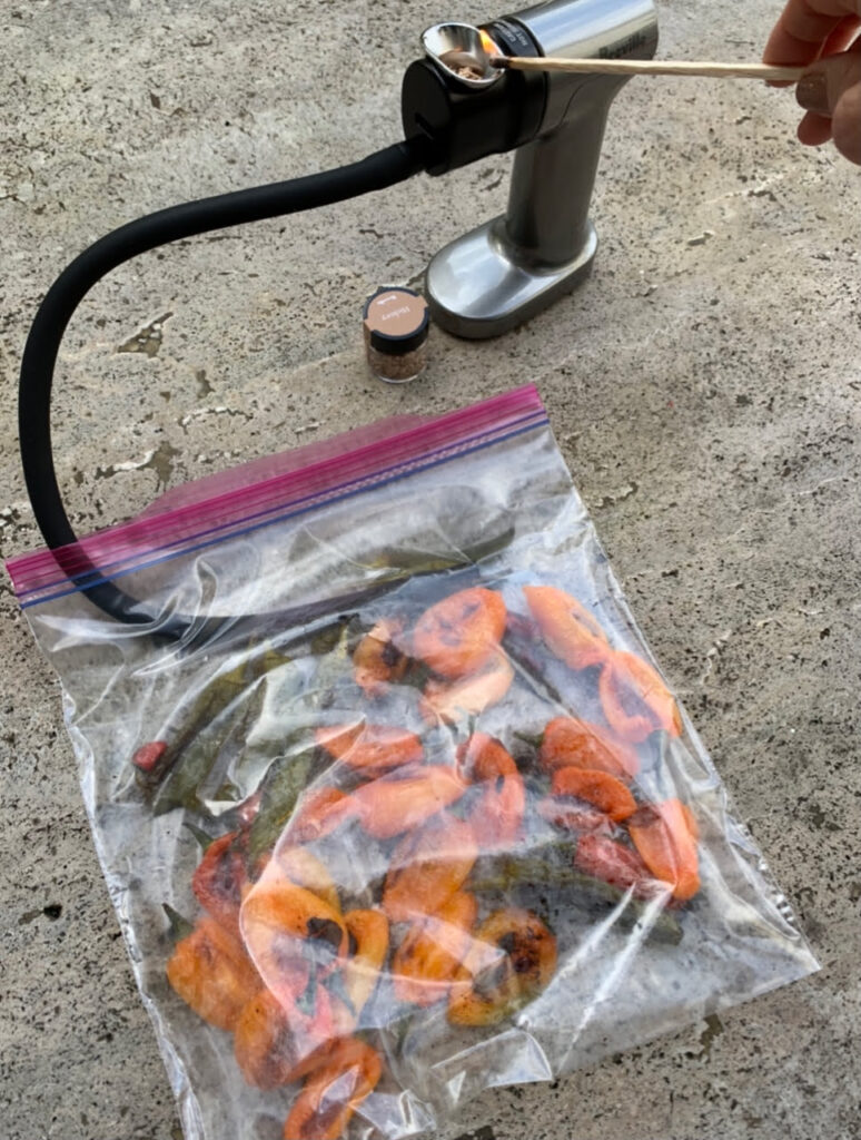 Smoking my homegrown peppers.
