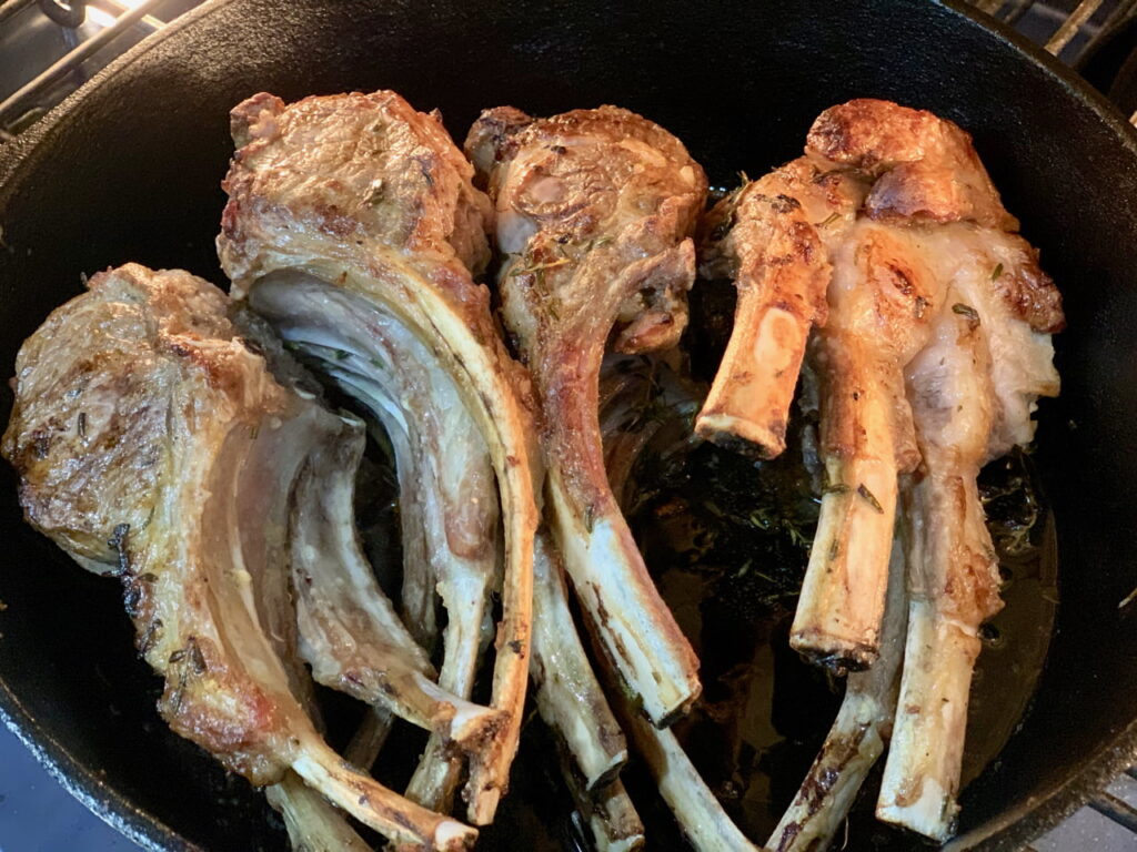 Lamb Chops In A Cast Iron Pan