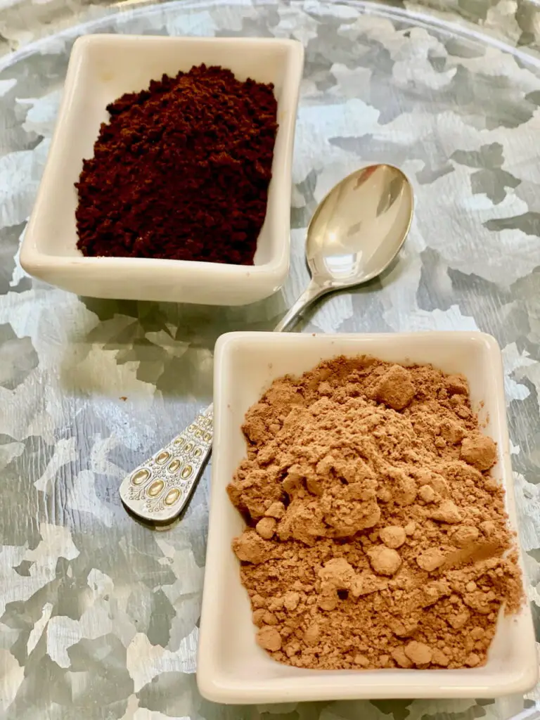 instant coffee and raw cacao powder