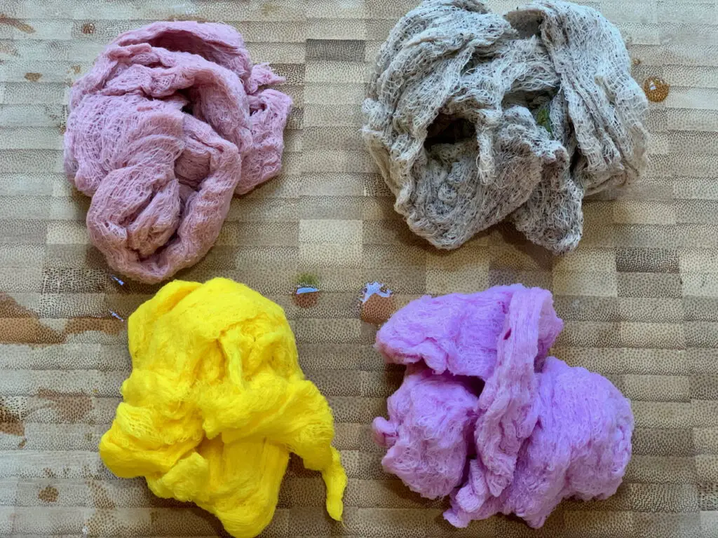 food dye cheese cloth