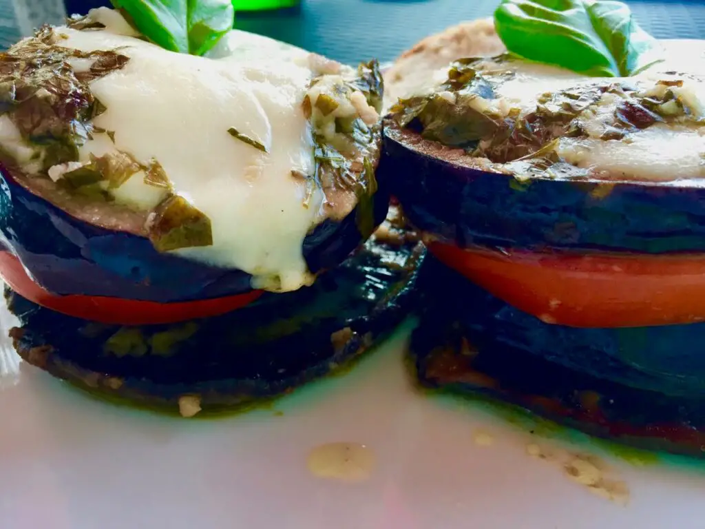 Eggplant and Tomatoes Stacked - Melted - Yum!
