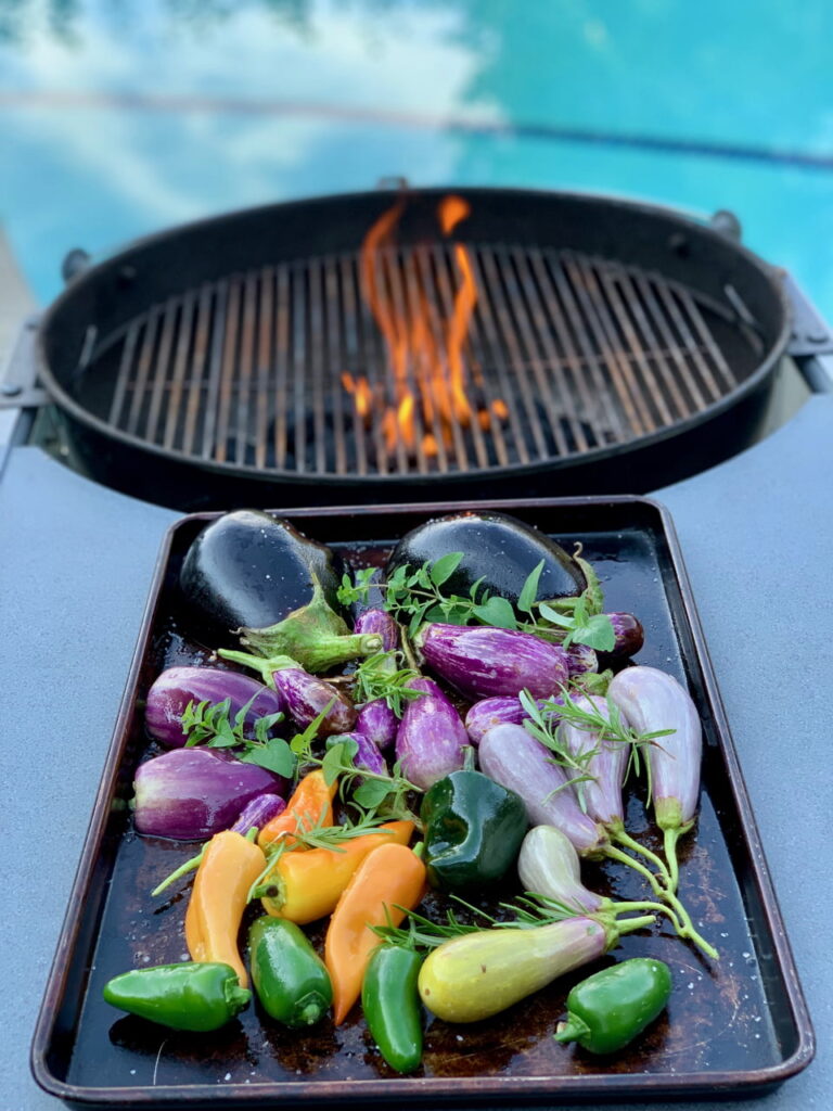 Roasted garden peppers on the grill