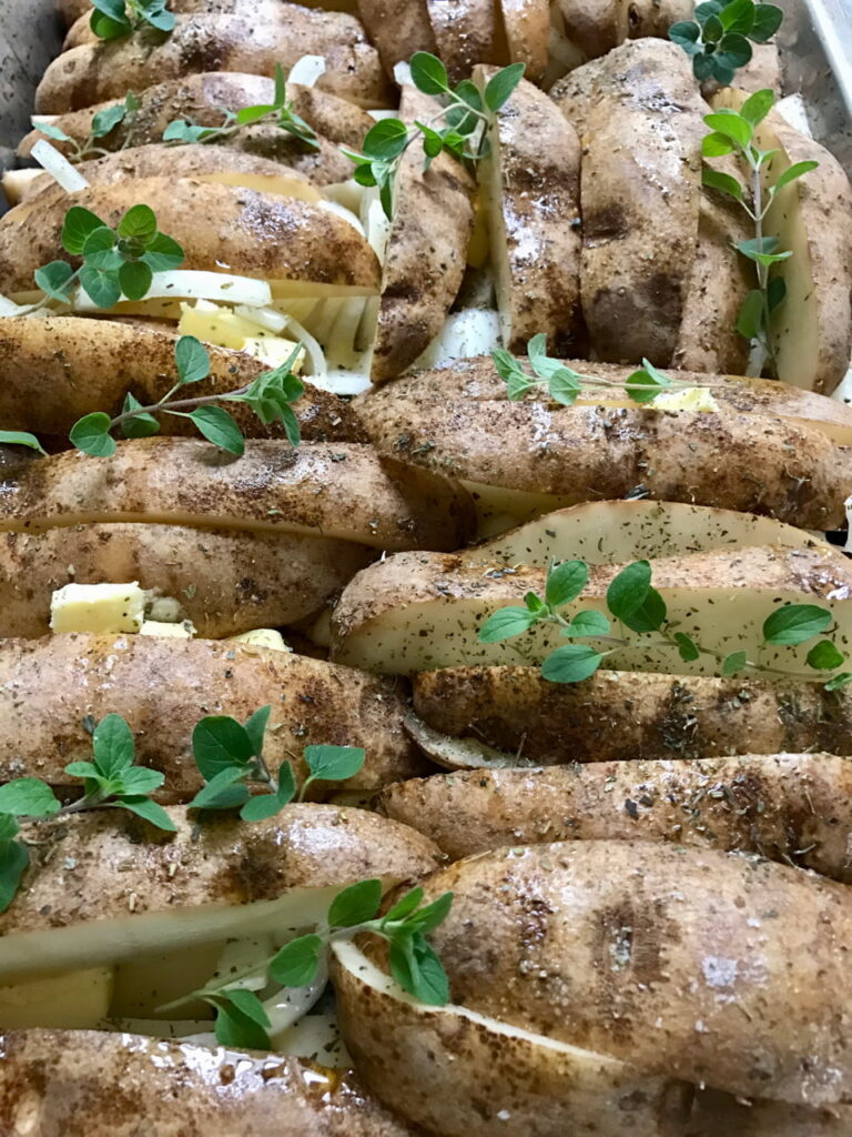 Russet Potatoes With Lots Of Fresh Oregano And Dried Herbs