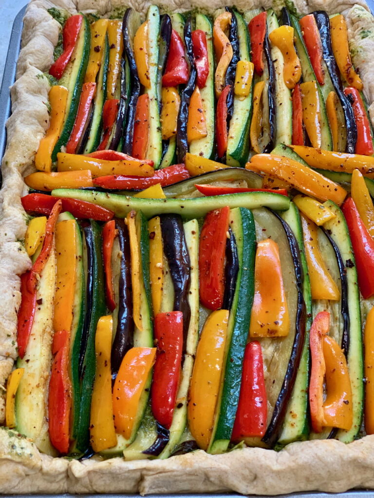 Deconstructed ratatouille pizza