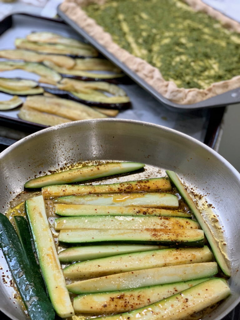 Herb Glazing The Ratatouille Veggies