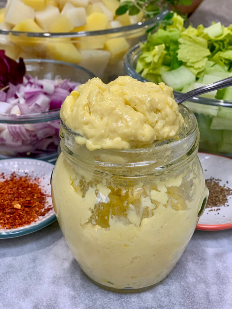 add a little mustard to homemade mayonnaise for bolder flavor