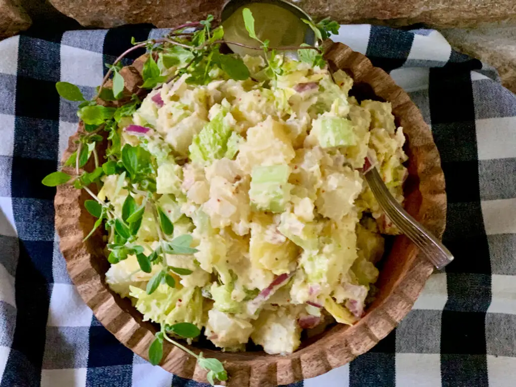 potato salad with homemade olive oil mayonnaise