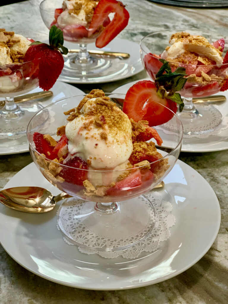 Strawberry Ginger Ice Cream Bowls