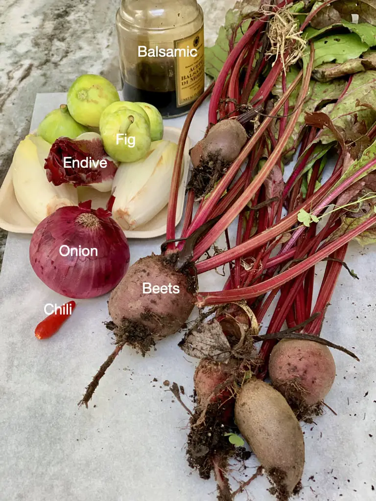 beet, fig and endive salad ingredients
