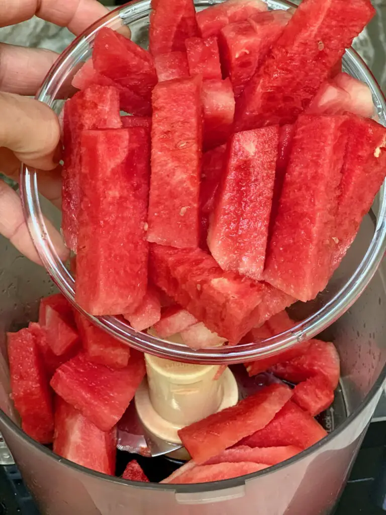 puree watermelon in a food processor