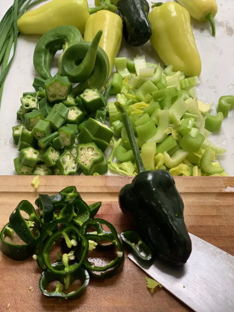 okra and peppers