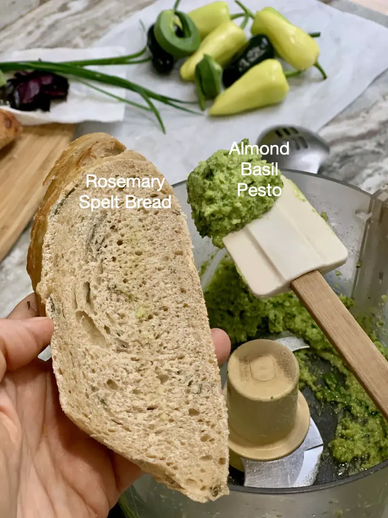 almond basil pesto & rosemary bread