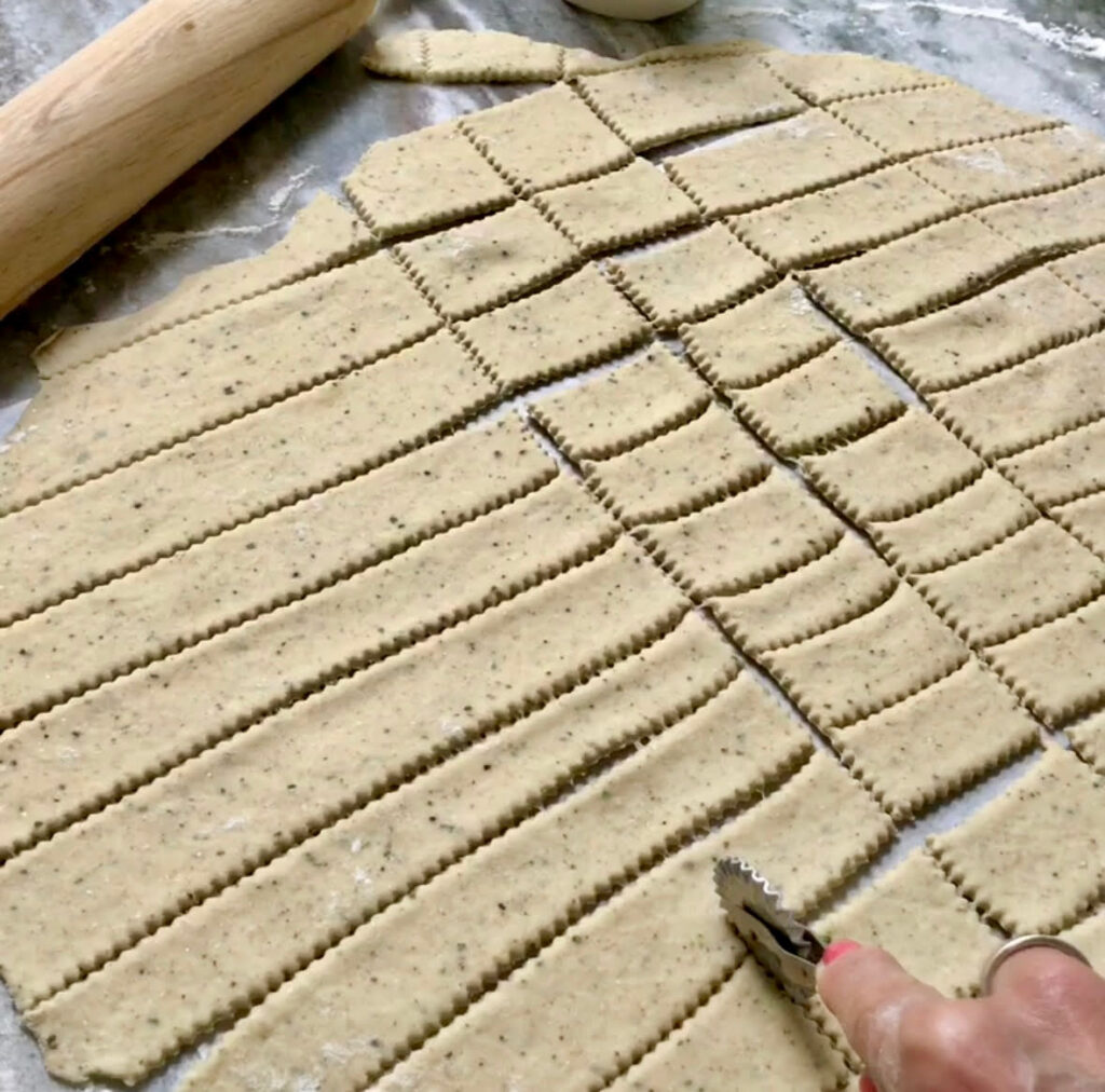 Cutting Hand Rolled Crackers