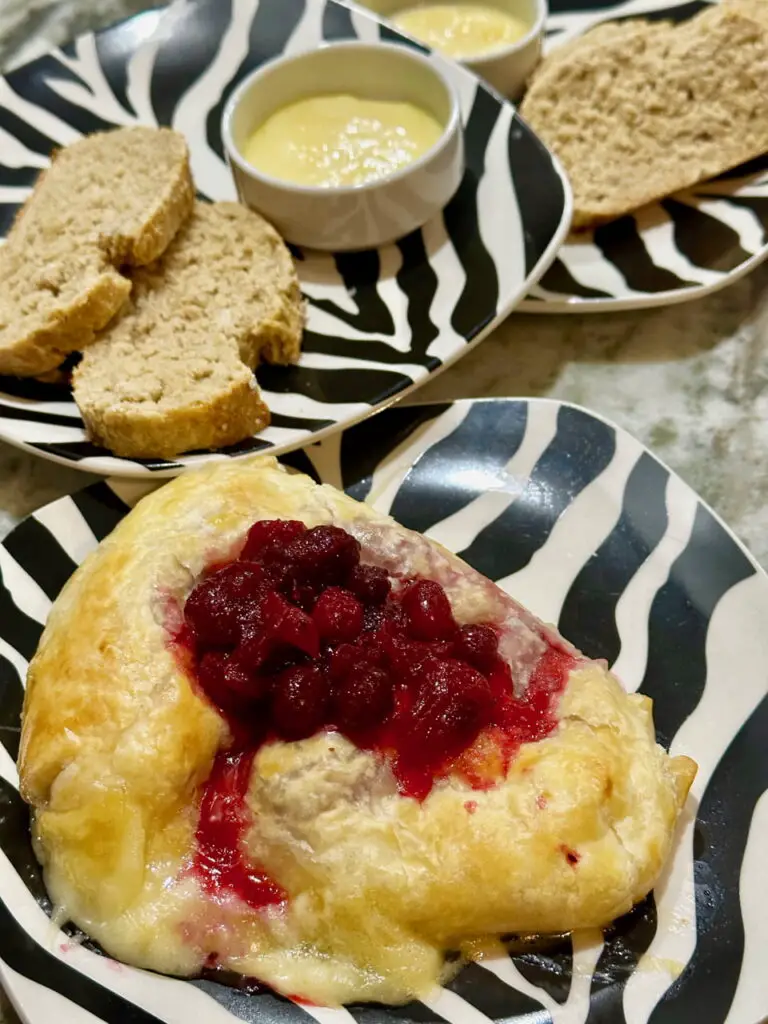 baked Brie in puff pastry with cranberry compote