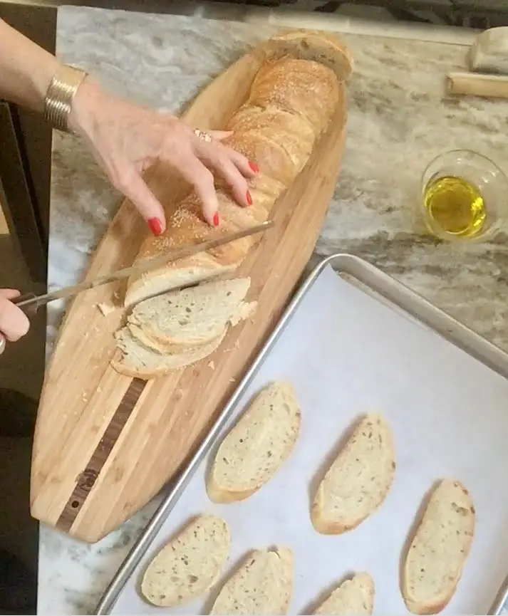 slicing the homemade bread