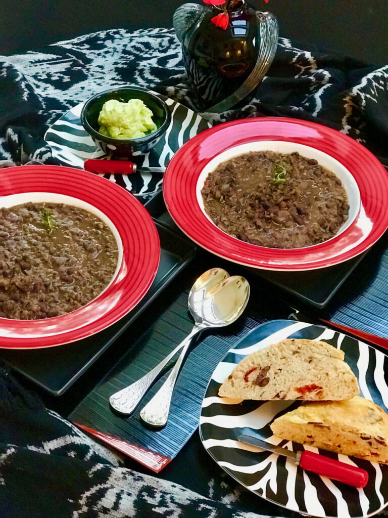 Black Bean Soup With Black Rice