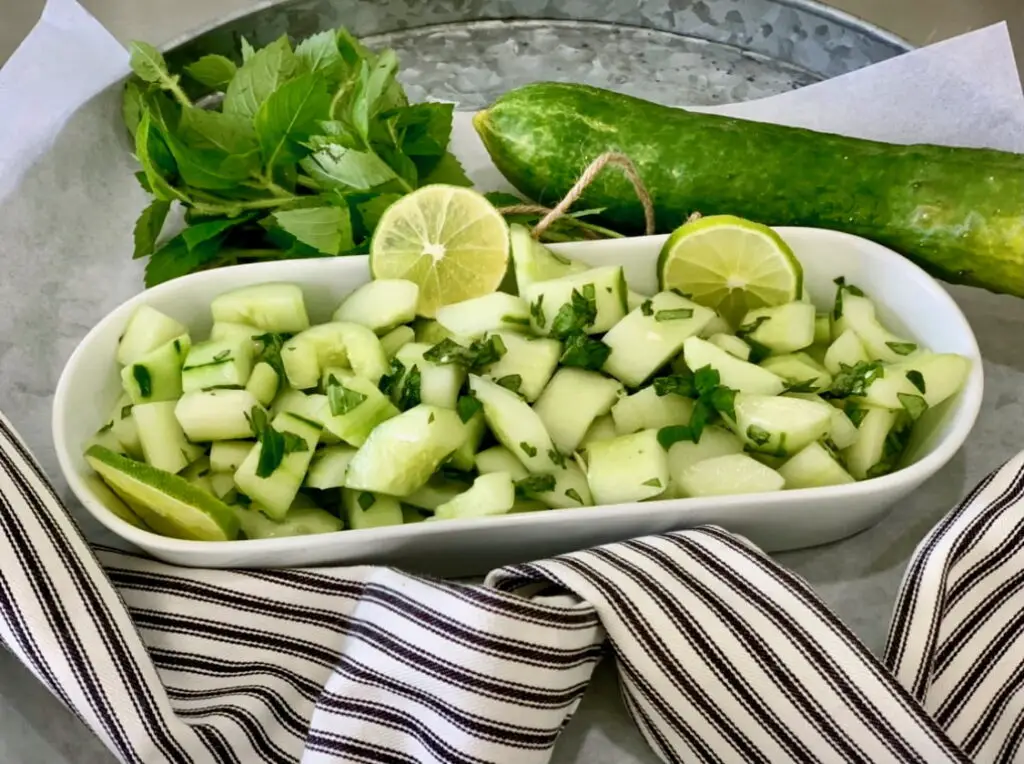 Green Cucumbers - Peeled and Chopped