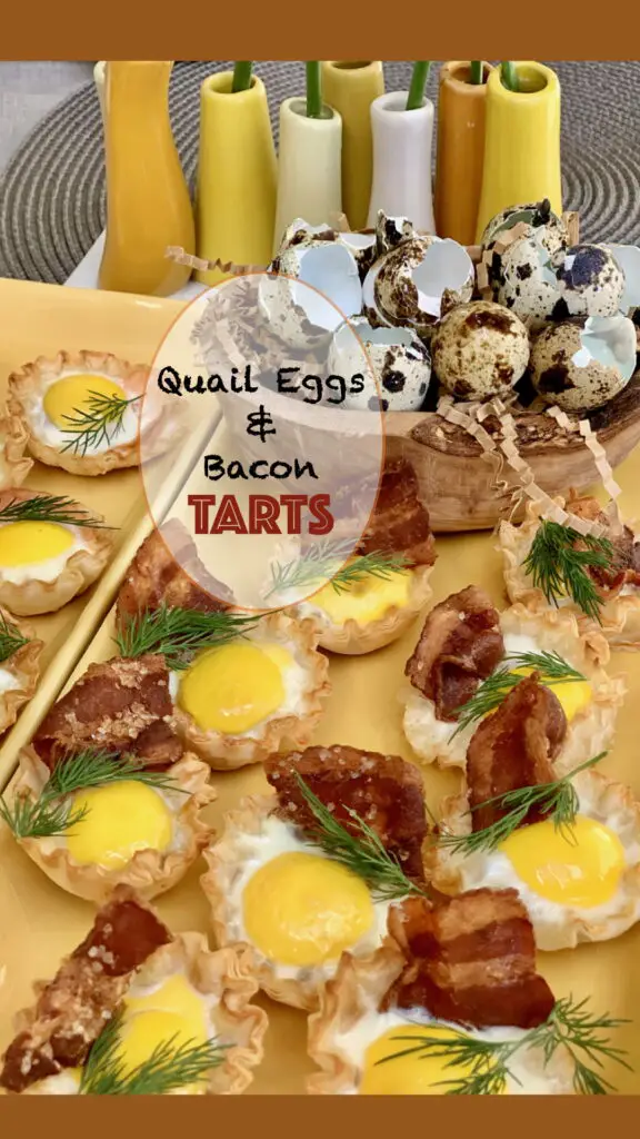 Savory Quail Eggs and Bacon Tart Hors d'Oeuvres 