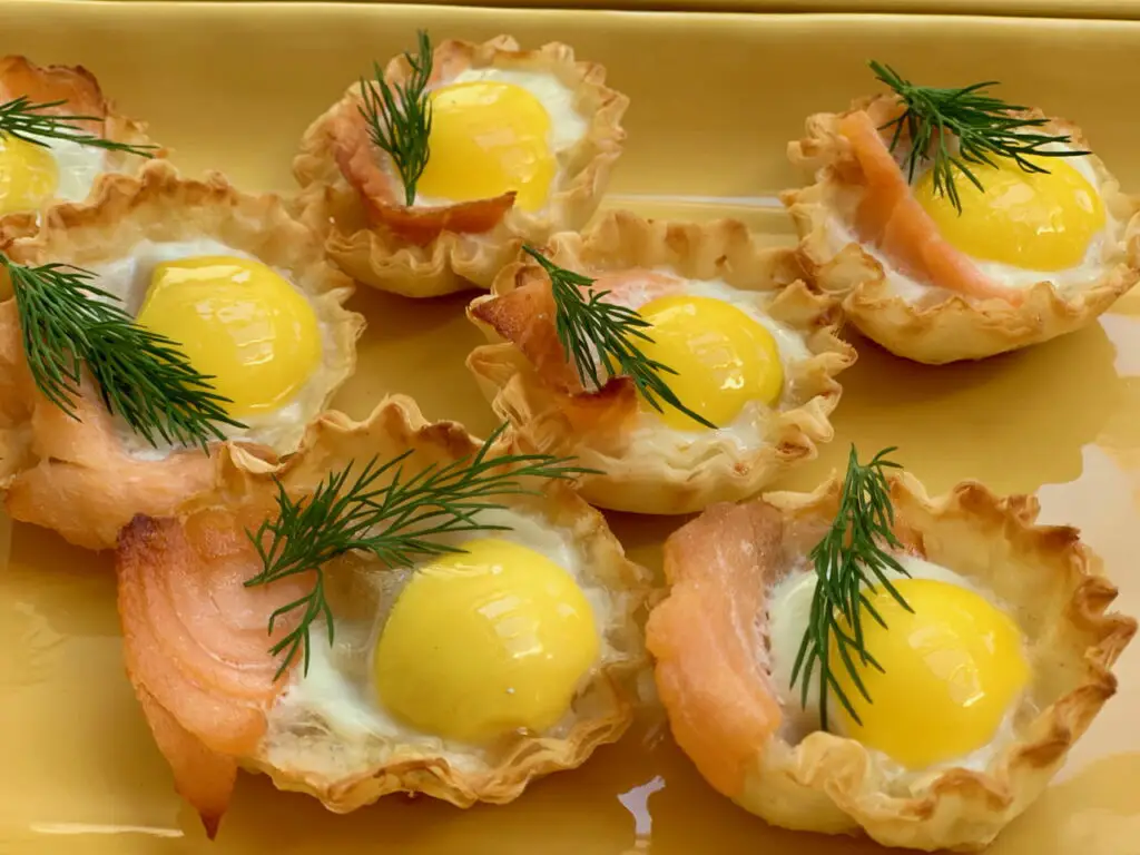 Quail Eggs and Smoked Salmon Tarts